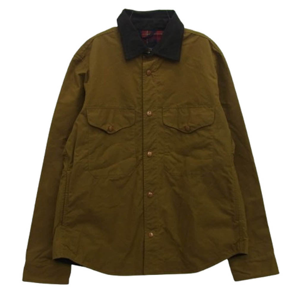マニファッツュラチェカレリ 7073 イタリア製 Heavy Waxed Shirt Jacket 裏地チェック ヘビー ワックスド シャツ ジャケット カーキ系 42【中古】
