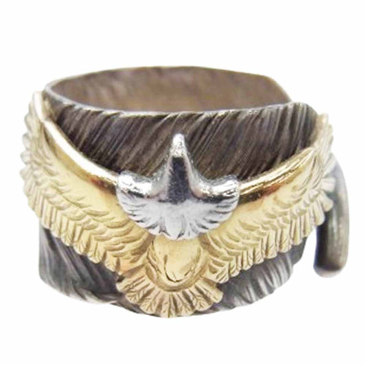 KEN KIKUCHI ケンキクチ K18イーグル付き フェザー リング シルバー系 ゴールド系 12.5号【中古】