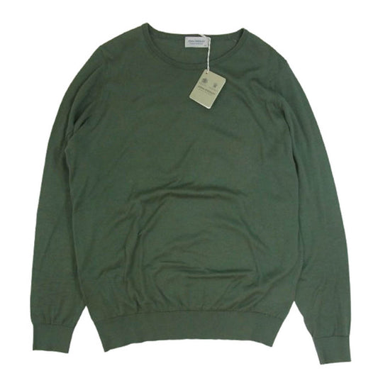 JOHN SMEDLEY ジョンスメドレー hatfield palm HATFIELD シーアイランドコットン 30ゲージ STANDARD FIT クルーネック 長袖ニット グリーン系 M【美品】【中古】