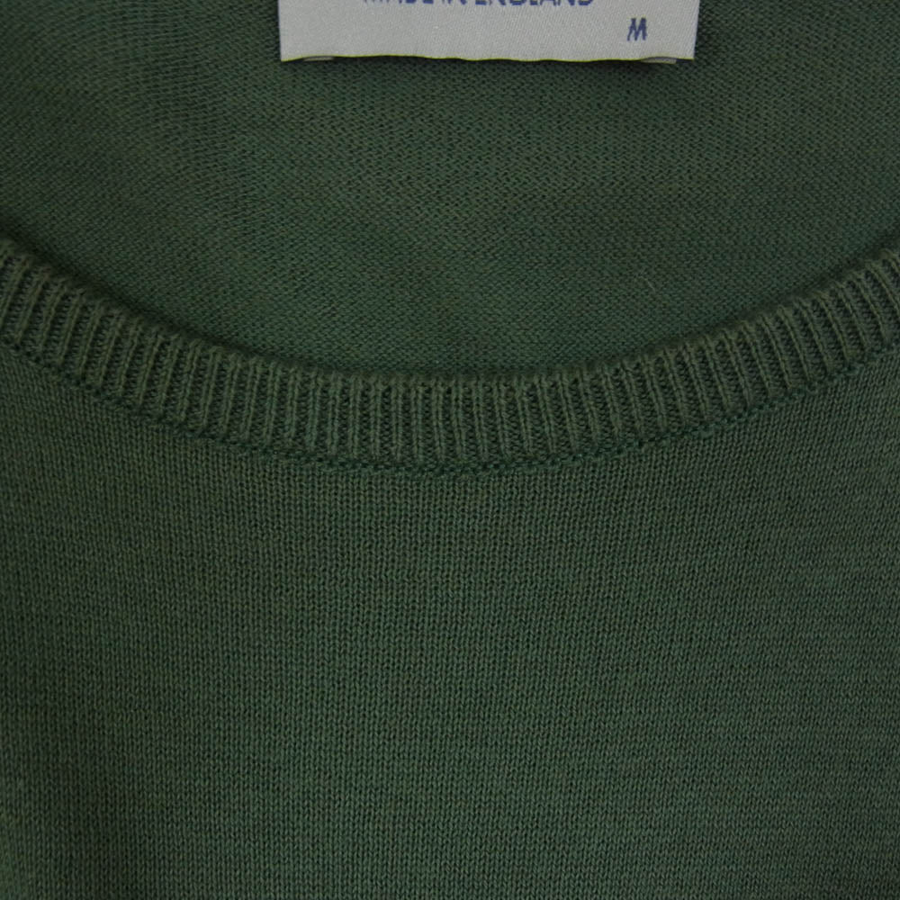 JOHN SMEDLEY ジョンスメドレー hatfield palm HATFIELD シーアイランドコットン 30ゲージ STANDARD FIT クルーネック 長袖ニット グリーン系 M【美品】【中古】