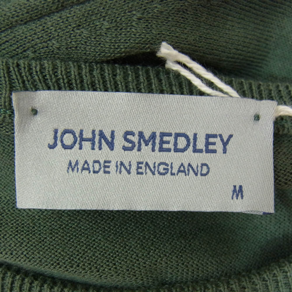 JOHN SMEDLEY ジョンスメドレー hatfield palm HATFIELD シーアイランドコットン 30ゲージ STANDARD FIT クルーネック 長袖ニット グリーン系 M【美品】【中古】