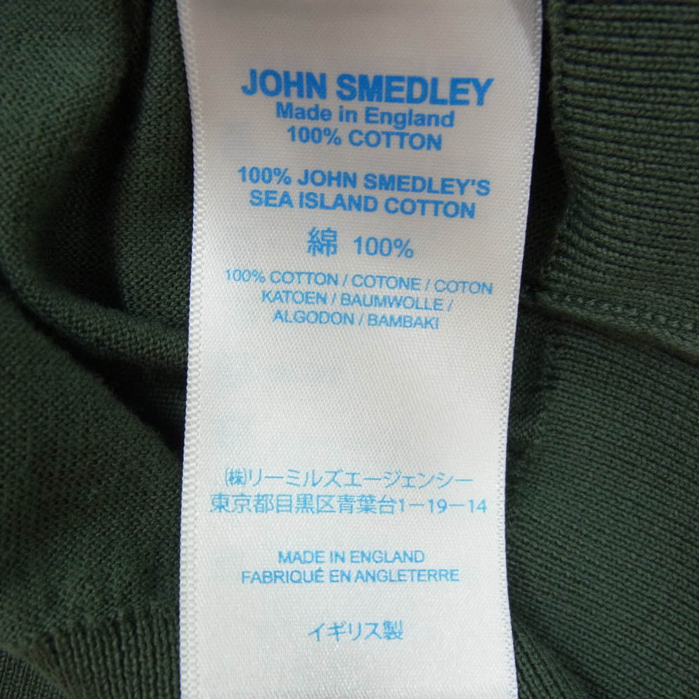 JOHN SMEDLEY ジョンスメドレー hatfield palm HATFIELD シーアイランドコットン 30ゲージ STANDARD FIT クルーネック 長袖ニット グリーン系 M【美品】【中古】
