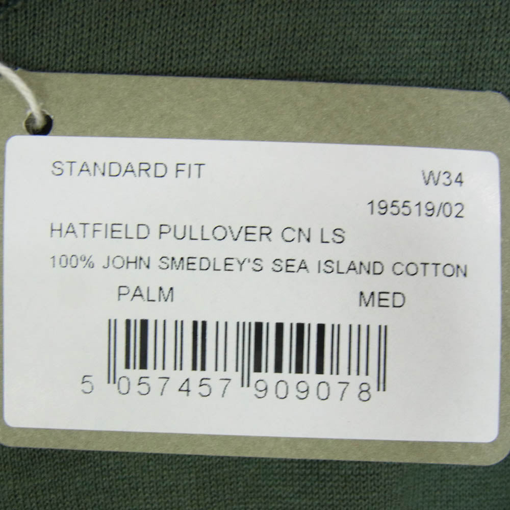 JOHN SMEDLEY ジョンスメドレー hatfield palm HATFIELD シーアイランドコットン 30ゲージ STANDARD FIT クルーネック 長袖ニット グリーン系 M【美品】【中古】