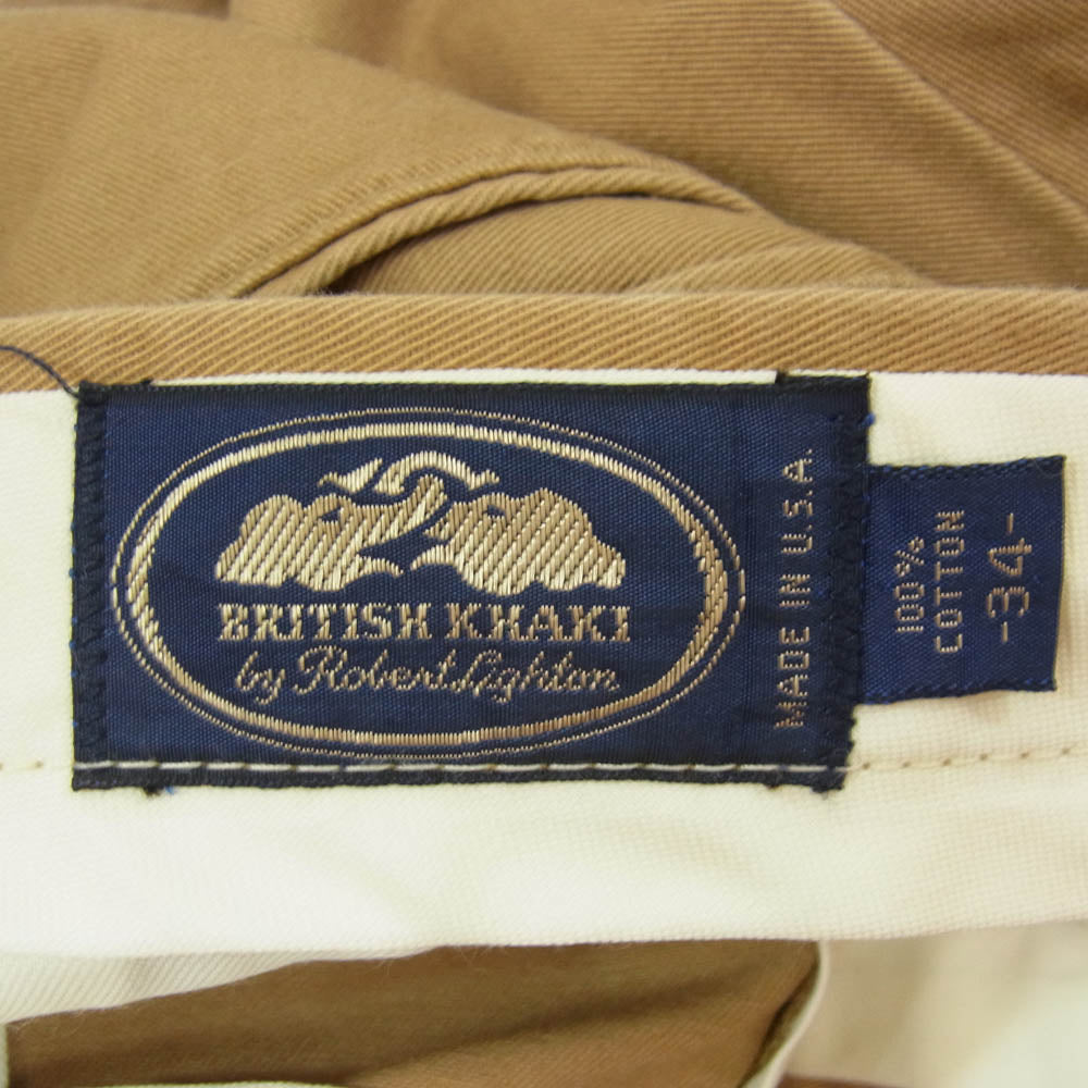 ブリティッシュカーキ USA製 2タック チノ パンツ ブラウン系 34【中古】