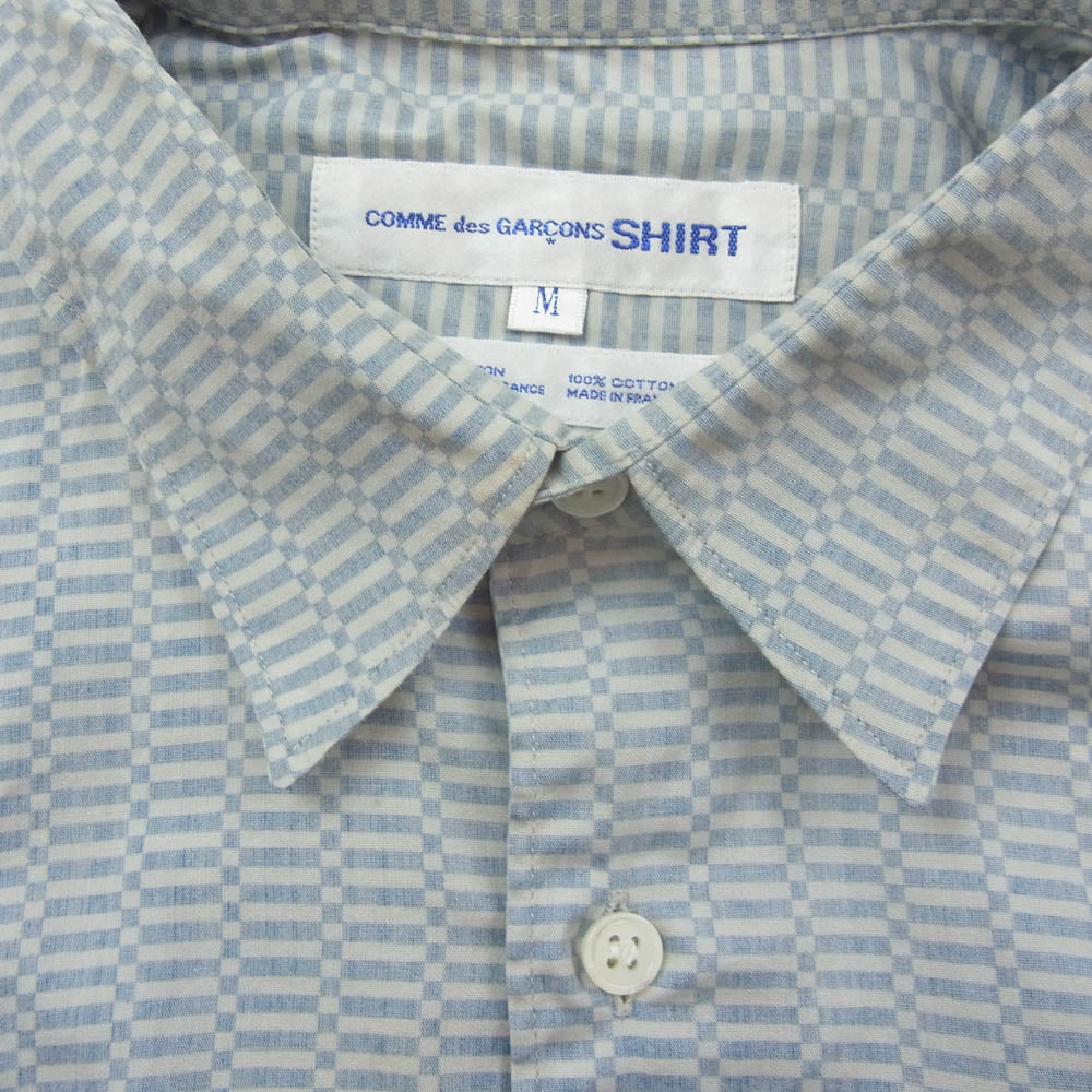 COMME des GARCONS コムデギャルソン SHIRT シャツ フランス製 マルチブロックチェック 長袖 レギュラーカラー シャツ ブルー系 M【中古】