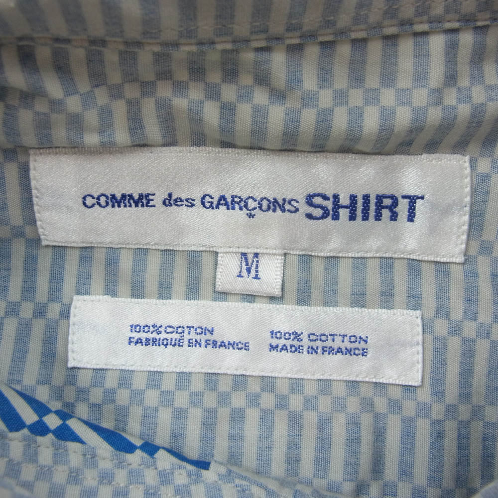 COMME des GARCONS コムデギャルソン SHIRT シャツ フランス製 マルチブロックチェック 長袖 レギュラーカラー シャツ ブルー系 M【中古】