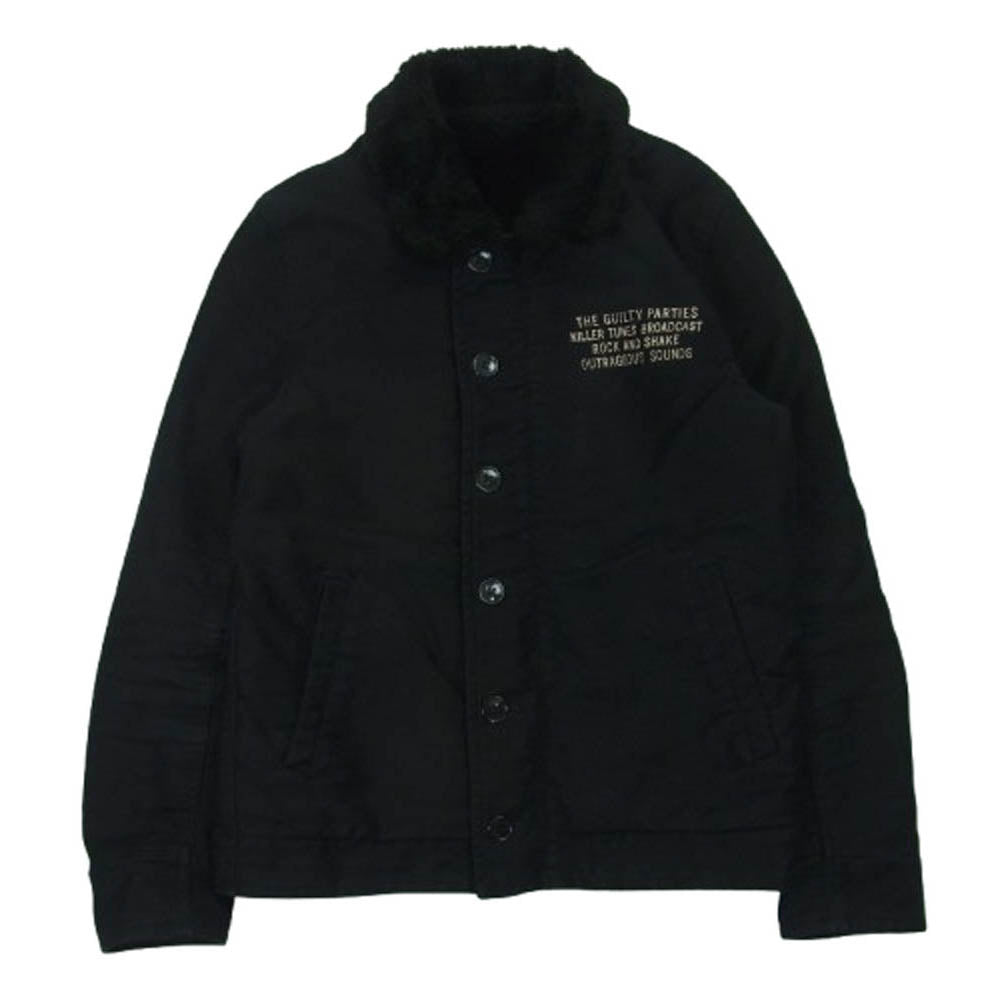 WACKO MARIA ワコマリア N-1 デッキ 胸プリント 裏ボア ミリタリー ジャケット 日本製 ブラック系 S【中古】