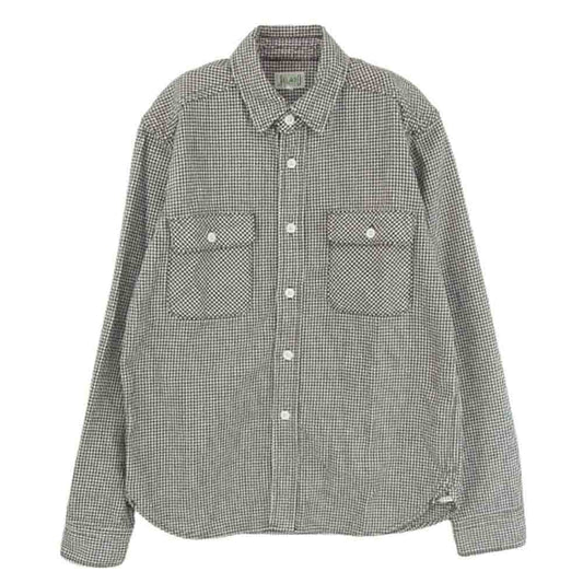 JELADO ジェラード ヘビーネル 千鳥柄 長袖 ワーク シャツ ブラック系 ホワイト系 46【中古】