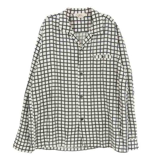 スターオブハリウッド SH28125 オープンカラー チェック 長袖 シャツ ブラック系 ホワイト系 L【中古】