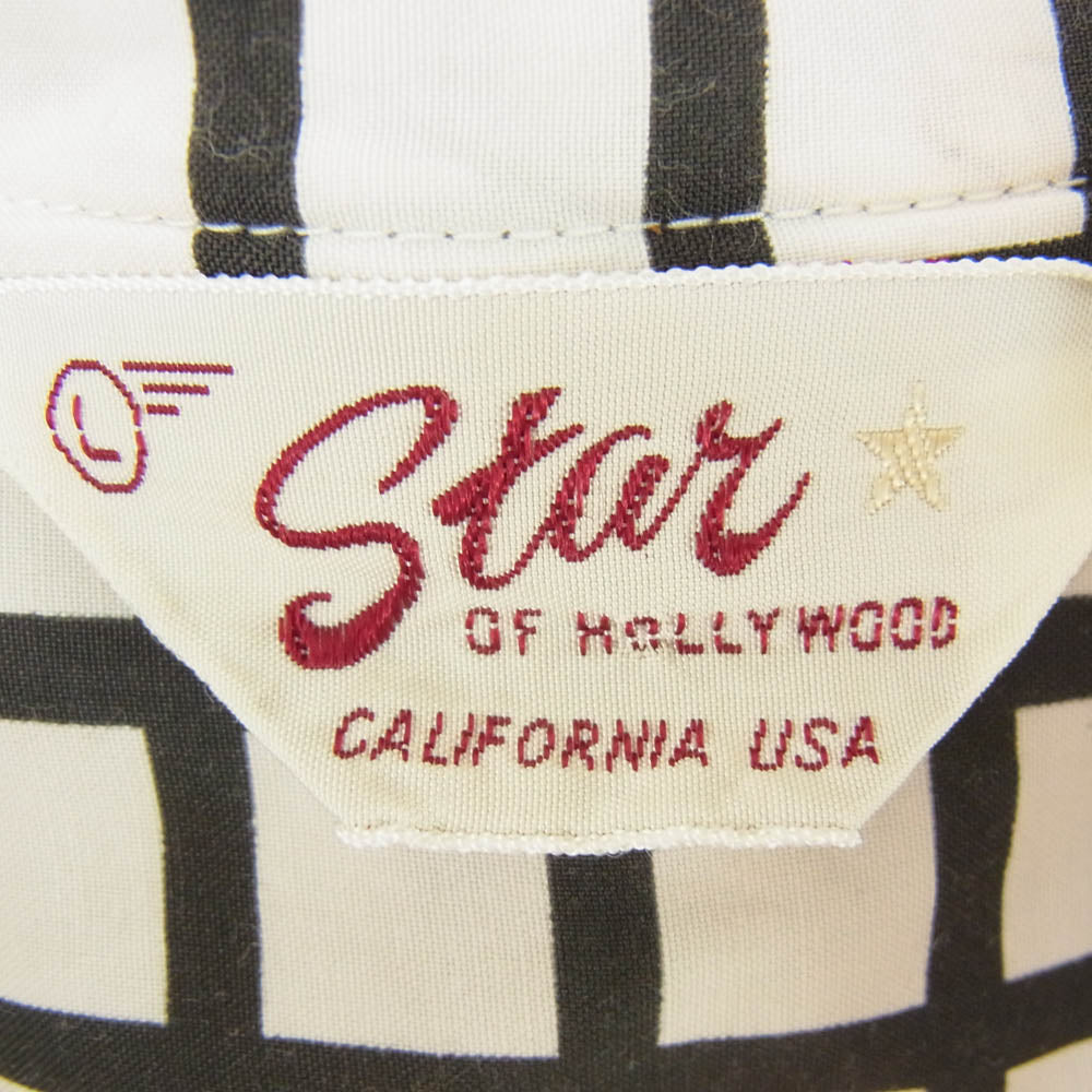 スターオブハリウッド SH28125 オープンカラー チェック 長袖 シャツ ブラック系 ホワイト系 L【中古】