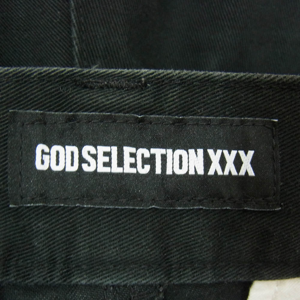GOD SELECTION XXX ゴッドセレクション GS刺繍 ジップフライ コットン ワークパンツ ブラック系 L【中古】