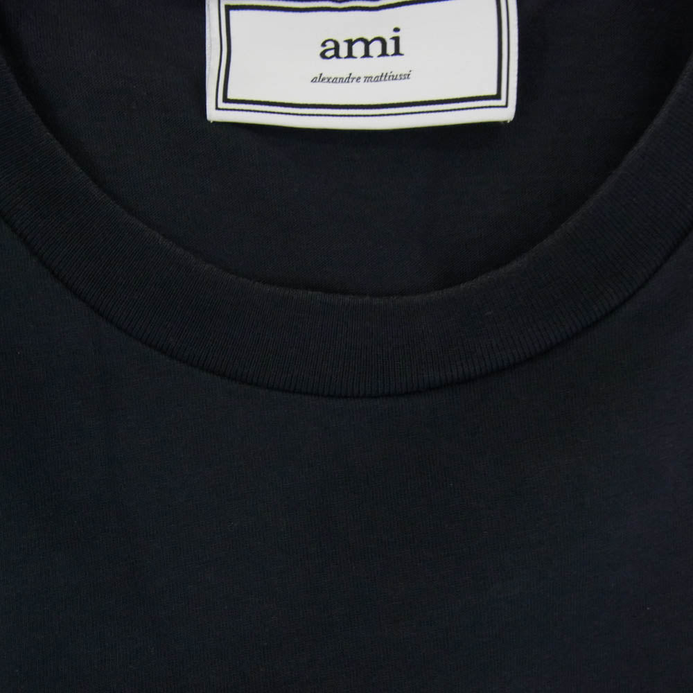 AMI PARIS アミパリス E18J107.71 AMI Alexandre Mattiussi ハートロゴ クルーネック 半袖 Tシャツ ダークネイビー系 L【中古】