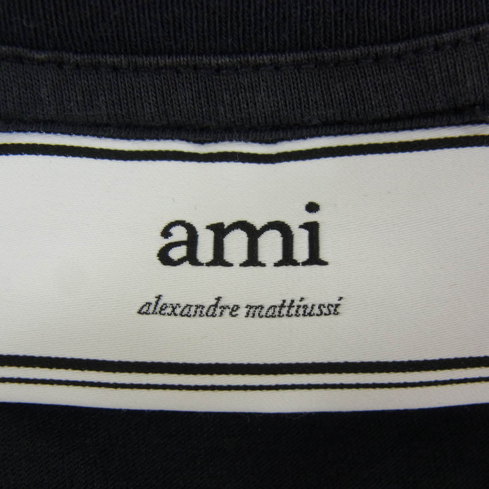 AMI PARIS アミパリス E18J107.71 AMI Alexandre Mattiussi ハートロゴ クルーネック 半袖 Tシャツ ダークネイビー系 L【中古】