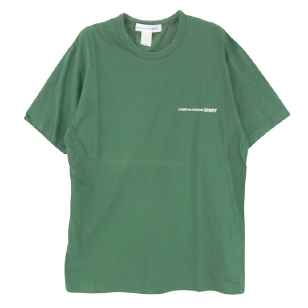 COMME des GARCONS コムデギャルソン 20SS S28121 SHIRT シャツ 胸ロゴプリント クルーネック 半袖 Tシャツ グリーン系 L【中古】