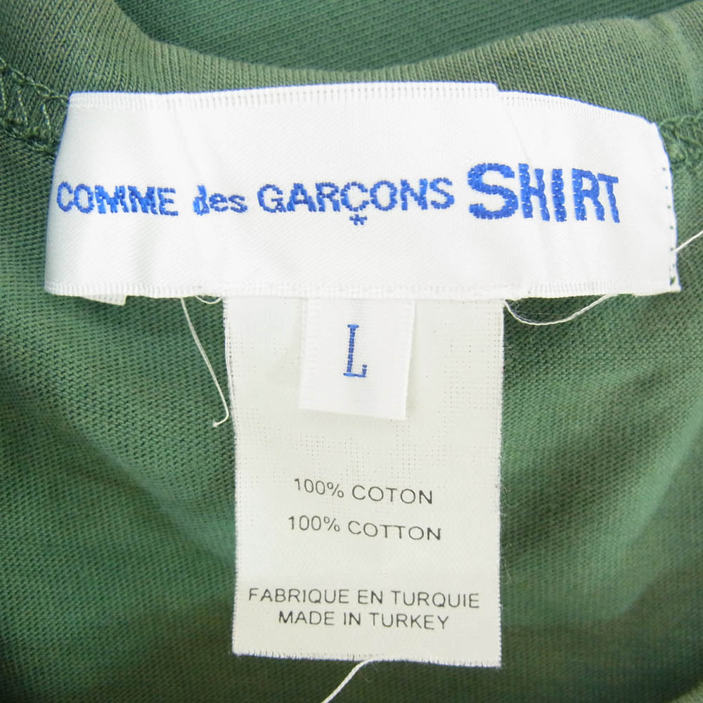 COMME des GARCONS コムデギャルソン 20SS S28121 SHIRT シャツ 胸ロゴプリント クルーネック 半袖 Tシャツ グリーン系 L【中古】