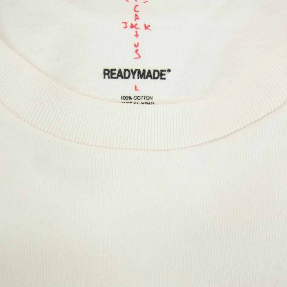 READY MADE レディメイド Travis Scott トラヴィススコット ロゴプリント クルーネック 半袖 Tシャツ ホワイト系 L【中古】