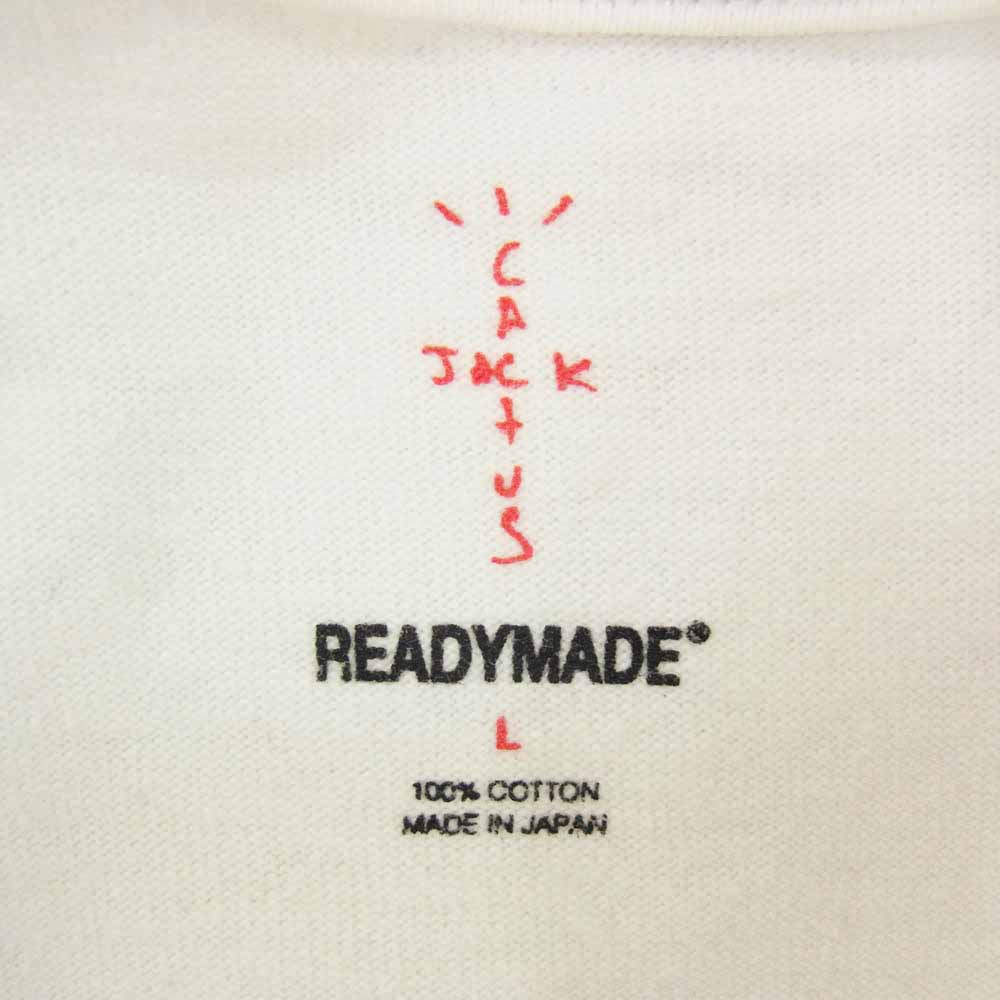 READY MADE レディメイド Travis Scott トラヴィススコット ロゴプリント クルーネック 半袖 Tシャツ ホワイト系 L【中古】