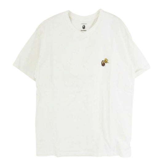 A BATHING APE アベイシングエイプ 21SS READYMADE レディメイド PKG TEE BEE刺繍 フロントロゴ クルーネック 半袖 Tシャツ カットソー ホワイト系 L【中古】