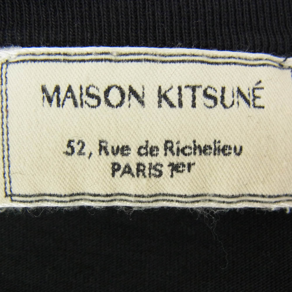 MAISON KITSUNE メゾンキツネ FU00170KJ0008 Fox Head フォックスヘッド ビッグパッチ クルーネック 半袖 Tシャツ ブラック系 L【中古】