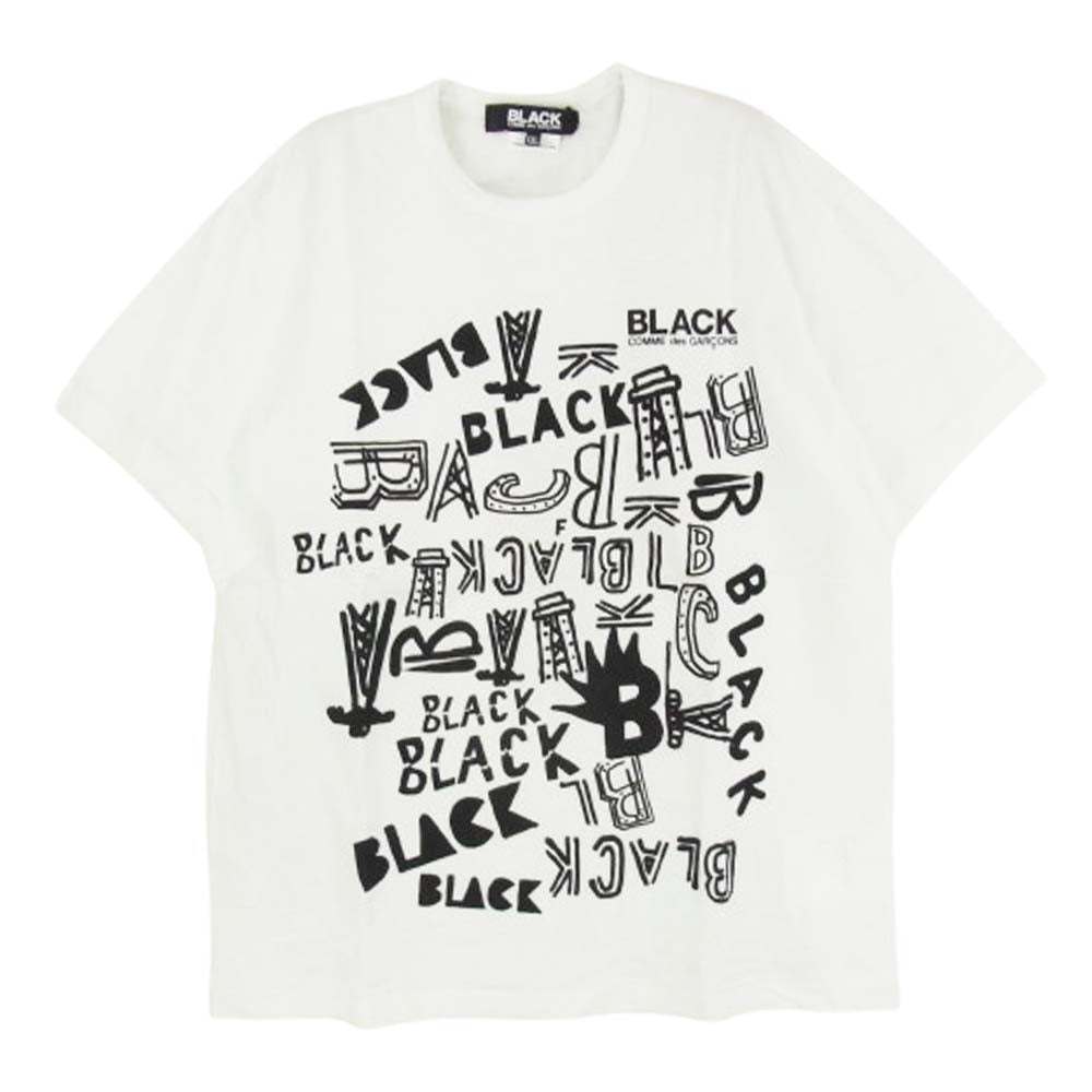BLACK COMME des GARCONS ブラックコムデギャルソン 24SS 1M-T504 ロゴグラフィックプリント 半袖 Tシャツ ホワイト系 XXL【中古】