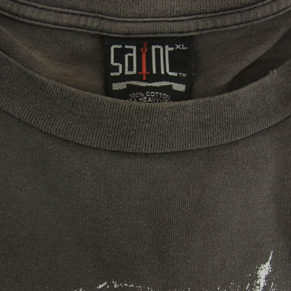 SAINT MICHAEL セントマイケル 23SS SM-S23-0000-011 SS TEE DEATH IS MTHR ヴィンテージ加工 クルーネック 半袖 Tシャツ チャコール系 XL【中古】