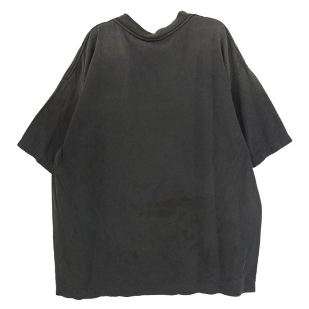 SAINT MICHAEL セントマイケル 25SS SM-HR8-0000-C69 × NEIGHBORHOOD STHD SS TEE HOOD ネイバーフッド ヴィンテージ加工 フロントプリント半袖Tシャツ チャコール系 L【極上美品】【中古】