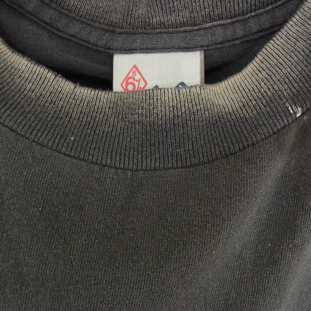 SAINT MICHAEL セントマイケル 25SS SM-HR8-0000-C69 × NEIGHBORHOOD STHD SS TEE HOOD ネイバーフッド ヴィンテージ加工 フロントプリント半袖Tシャツ チャコール系 L【極上美品】【中古】