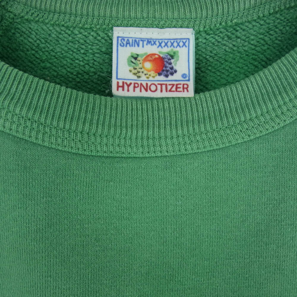 SAINT MICHAEL セントマイケル 22AW SM-A22-0000-021 CRW SWT SAINT ANGEL ヴィンテージ加工 セント エンジェル クルーネック スウェットシャツ グリーン系 XL【中古】
