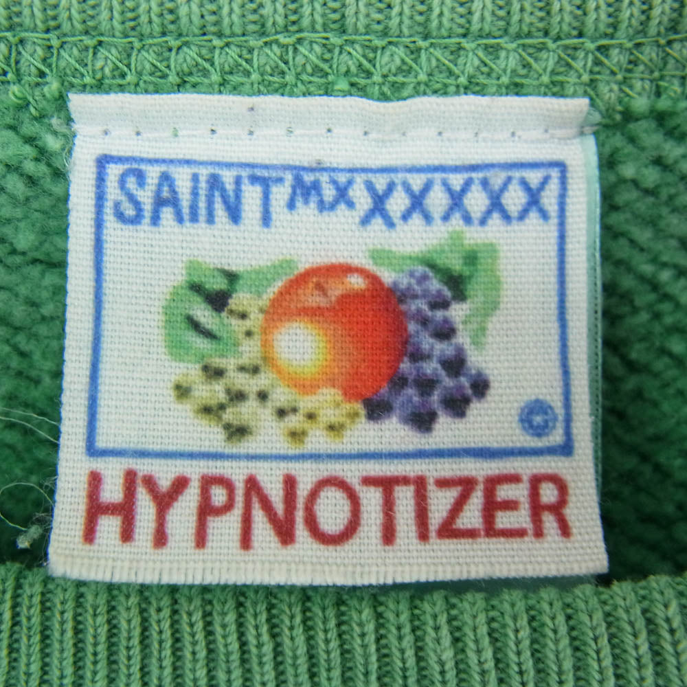 SAINT MICHAEL セントマイケル 22AW SM-A22-0000-021 CRW SWT SAINT ANGEL ヴィンテージ加工 セント エンジェル クルーネック スウェットシャツ グリーン系 XL【中古】