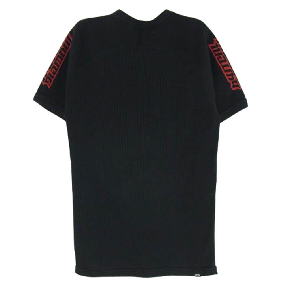 HYSTERIC GLAMOUR ヒステリックグラマー 25AW 02253CT09 BC440 オーバルロゴ ワッフル 半袖 Tシャツ カットソー ブラック系 L【極上美品】【中古】