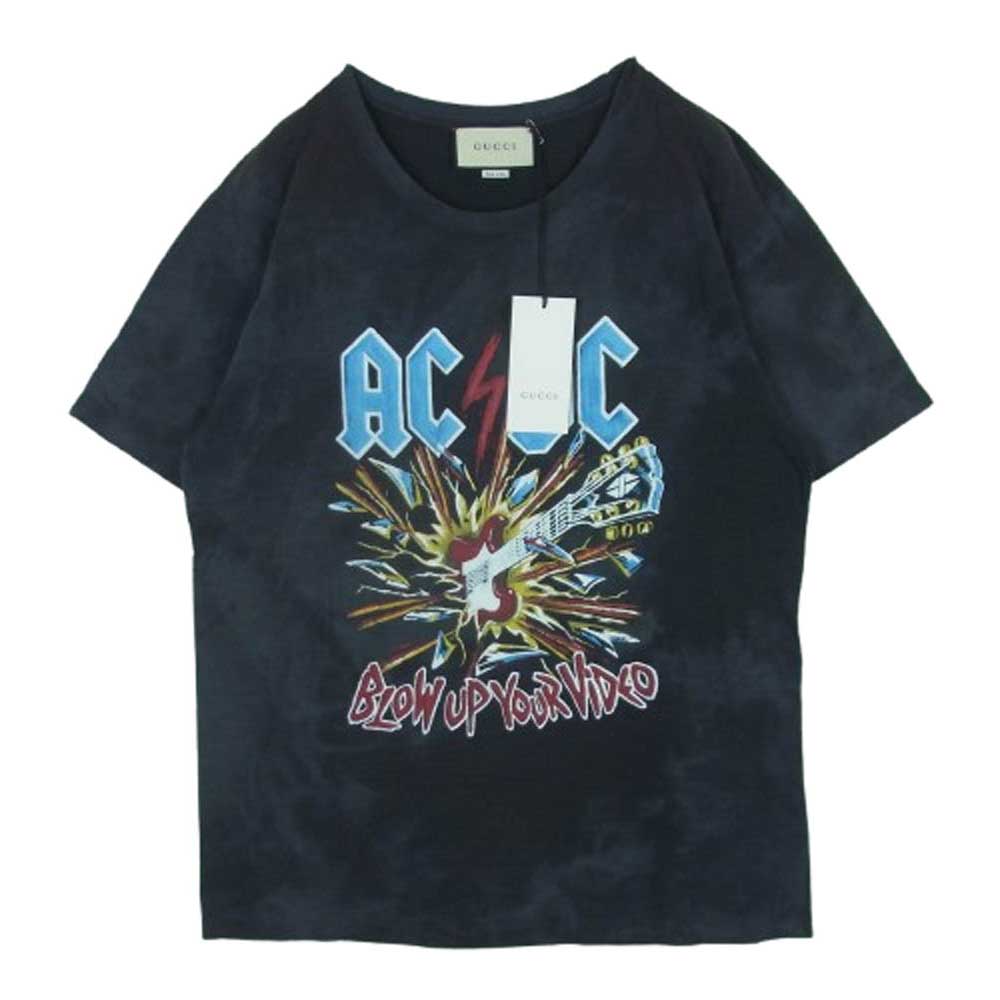 GUCCI グッチ 17AW 493117 X3H43 ACDC T-Shirt ヴィンテージ加工 半袖 Tシャツ イタリア製 ダークグレー系 L【中古】