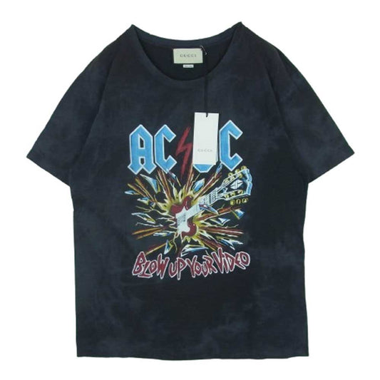GUCCI グッチ 17AW 493117 X3H43 ACDC T-Shirt ヴィンテージ加工 半袖 Tシャツ イタリア製 ダークグレー系 L【中古】