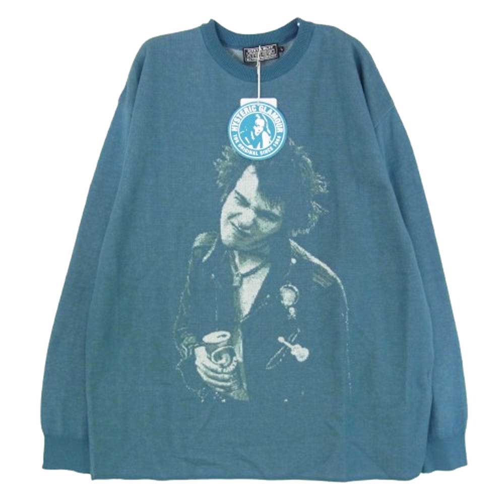 HYSTERIC GLAMOUR ヒステリックグラマー 25AW 02253NS05 DENNIS MORRIS SID VICIOUS デニムモリス シドヴィシャス ジャカード セーター ニット ブルー系 L【新古品】【未使用】【中古】