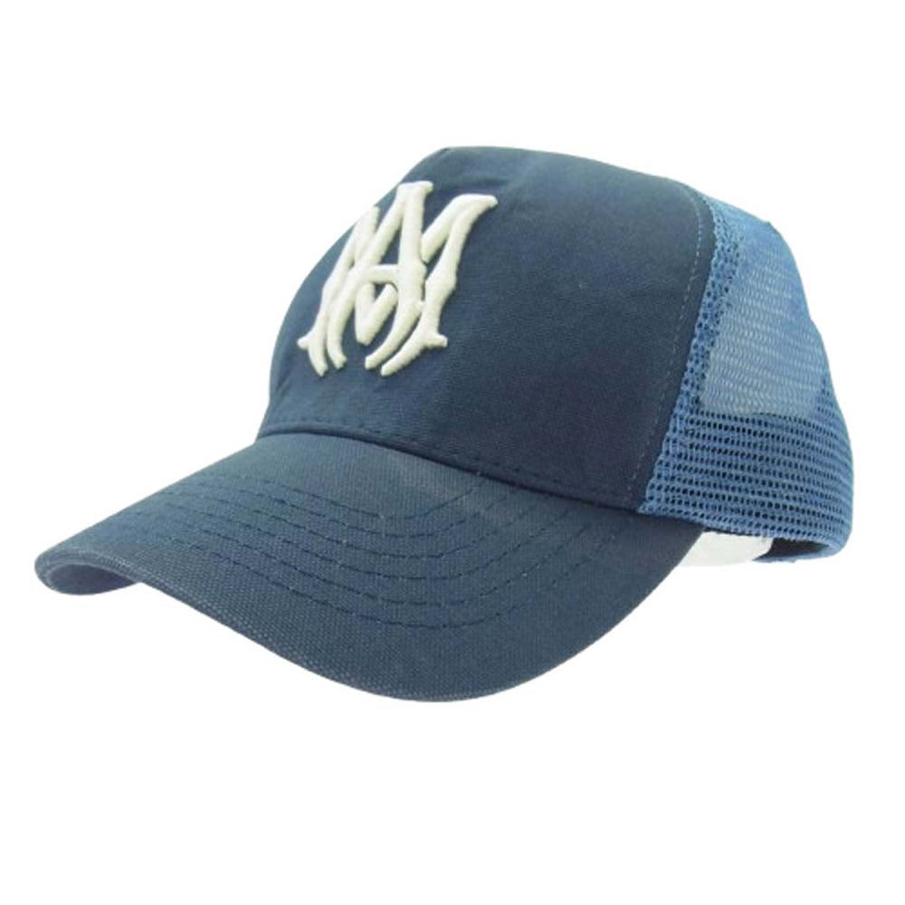 AMIRI アミリ SS23MAH002 MA TRACKER CAP MAロゴ刺繍 メッシュ トラッカー キャップ 帽子 ネイビー系【中古】