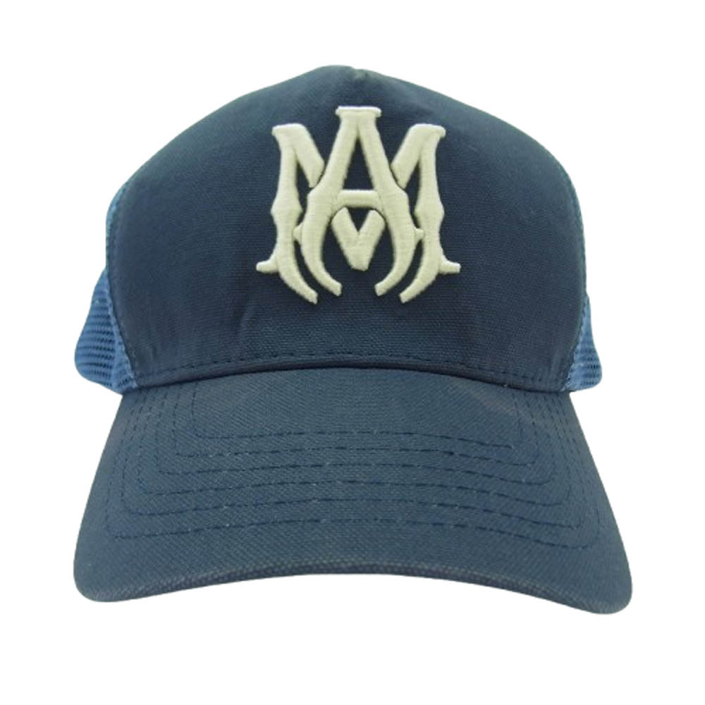 AMIRI アミリ SS23MAH002 MA TRACKER CAP MAロゴ刺繍 メッシュ トラッカー キャップ 帽子 ネイビー系【中古】