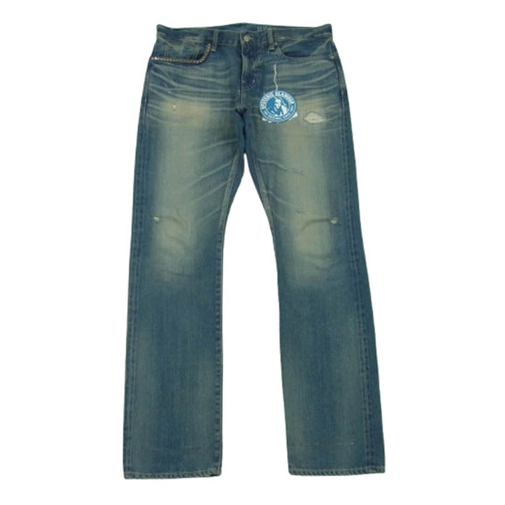 HYSTERIC GLAMOUR ヒステリックグラマー 24SS 02241AP18 RW CLASH加工 クラッシュ加工 スリム ストレート デニム パンツ インディゴブルー系 32【中古】