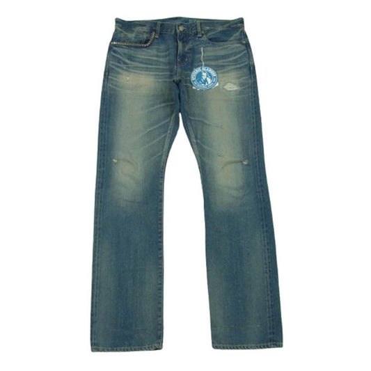 HYSTERIC GLAMOUR ヒステリックグラマー 24SS 02241AP18 RW CLASH加工 クラッシュ加工 スリム ストレート デニム パンツ インディゴブルー系 32【中古】