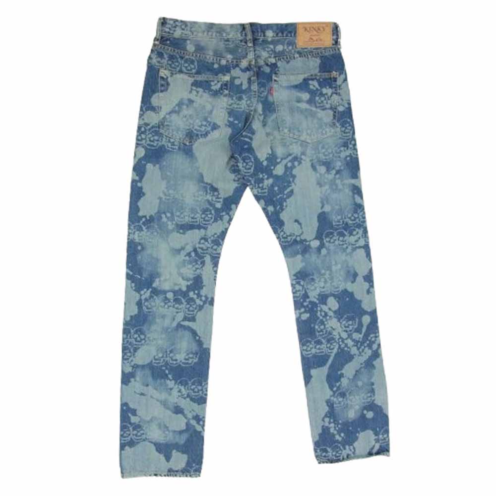 HYSTERIC GLAMOUR ヒステリックグラマー 25AW 02253AP12 DROPPING&SKULL柄 レーザー加工 ドロッピング スカル スリム ストレート デニムパンツ インディゴブルー系 32【極上美品】【中古】