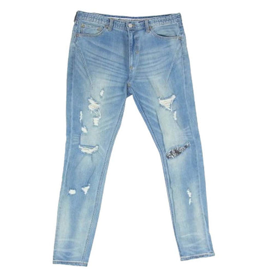 NUMBER(N)INE ナンバーナイン ダメージ加工 リペア デニムパンツ インディゴブルー系 L【中古】