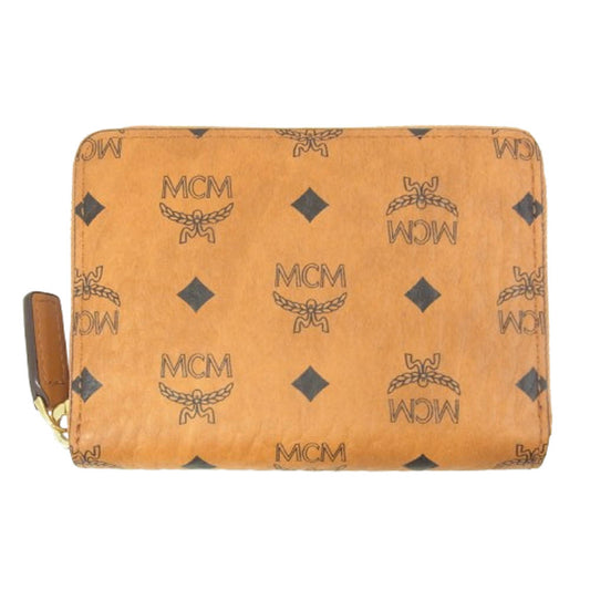 MCM エム・シー・エム MYLAAVI03 CO001 ヴィセトス モノグラム ラウンドジップ コンパクト ウォレット ミニ財布 ライトブラウン系【極上美品】【中古】