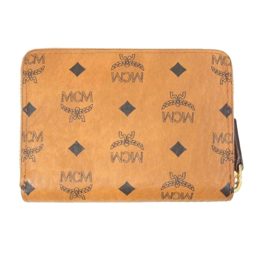 MCM エム・シー・エム MYLAAVI03 CO001 ヴィセトス モノグラム ラウンドジップ コンパクト ウォレット ミニ財布 ライトブラウン系【極上美品】【中古】