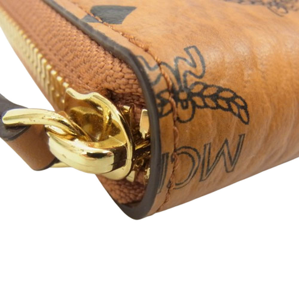 MCM エム・シー・エム MYLAAVI03 CO001 ヴィセトス モノグラム ラウンドジップ コンパクト ウォレット ミニ財布 ライトブラウン系【極上美品】【中古】