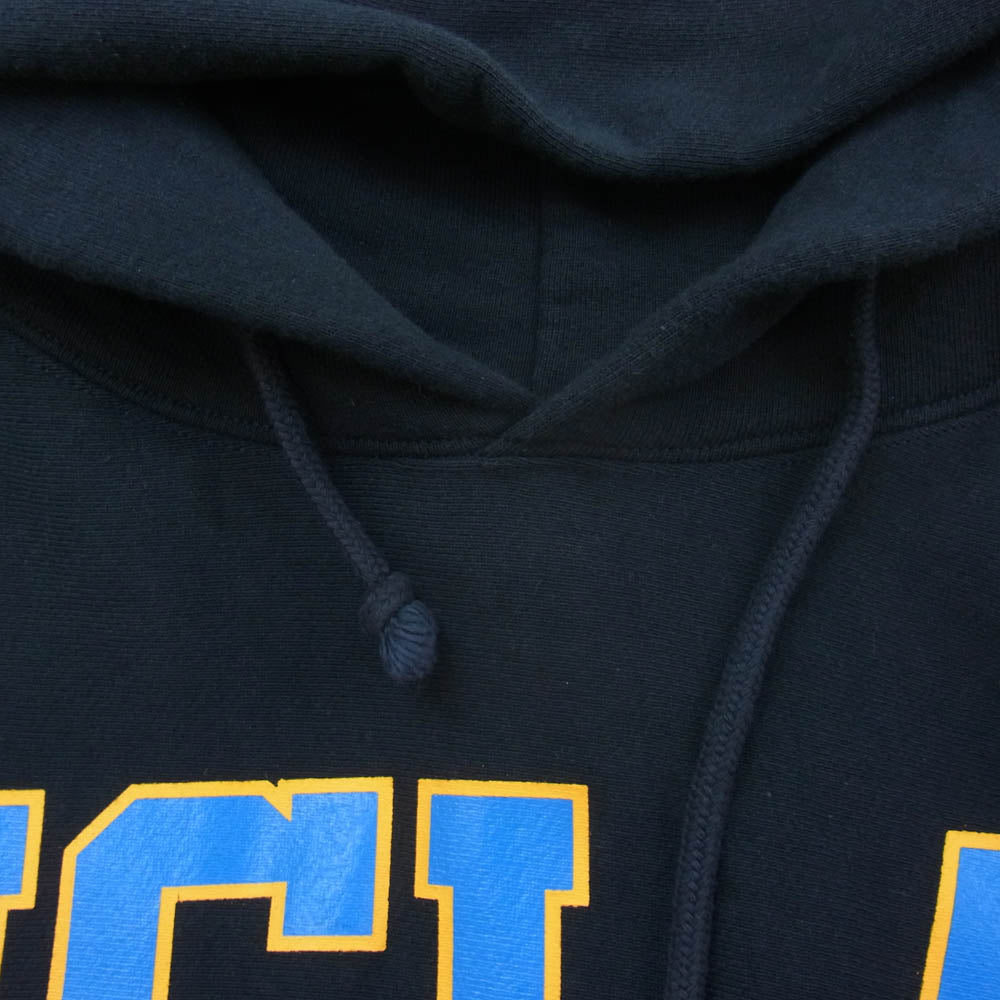 Champion チャンピオン C5-U101 USA製 赤単タグ 復刻 UCLA Reverse Weave Hooded Sweat Shirt リバースウィーブ フーデッド スウェットシャツ L ネイビー系 L【中古】