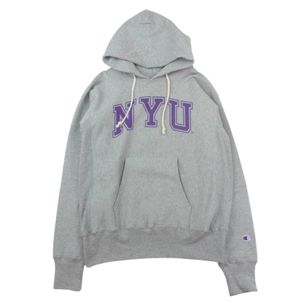 Champion チャンピオン C5-U101 USA製 赤単タグ 復刻 NYU Reverse Weave Hooded Sweat Shirt リバースウィーブ フーデッド スウェットシャツ L グレー系 L【中古】