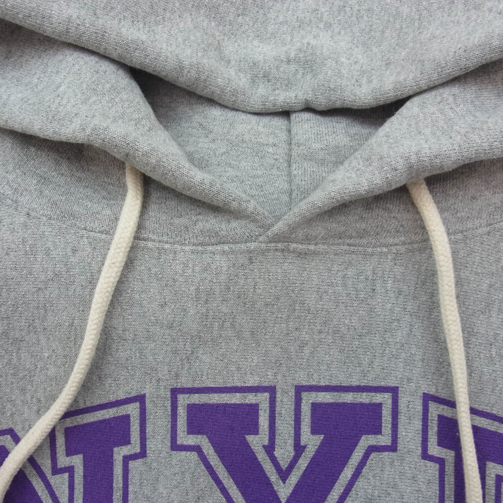 Champion チャンピオン C5-U101 USA製 赤単タグ 復刻 NYU Reverse Weave Hooded Sweat Shirt リバースウィーブ フーデッド スウェットシャツ L グレー系 L【中古】