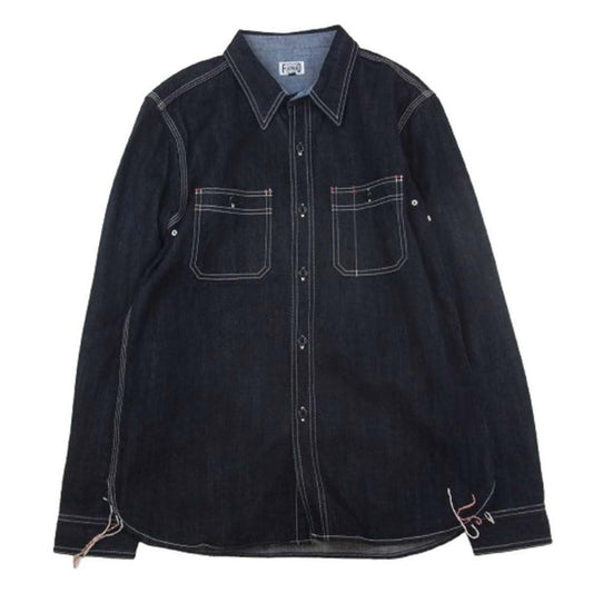THE FLAT HEAD ザフラットヘッド FN-SDK-301L 10oz DENIM WORK SHIRT 10oz デニム 長袖 ワーク シャツ インディゴブルー系 42【美品】【中古】