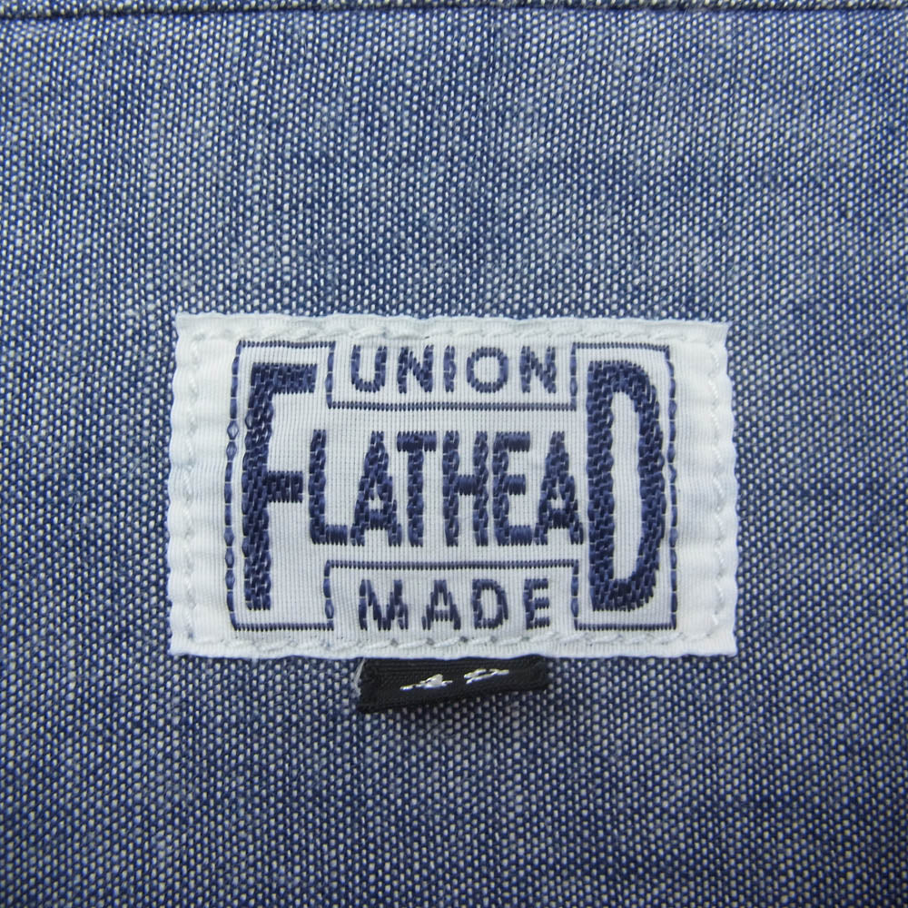 THE FLAT HEAD ザフラットヘッド FN-SDK-301L 10oz DENIM WORK SHIRT 10oz デニム 長袖 ワーク シャツ インディゴブルー系 42【美品】【中古】