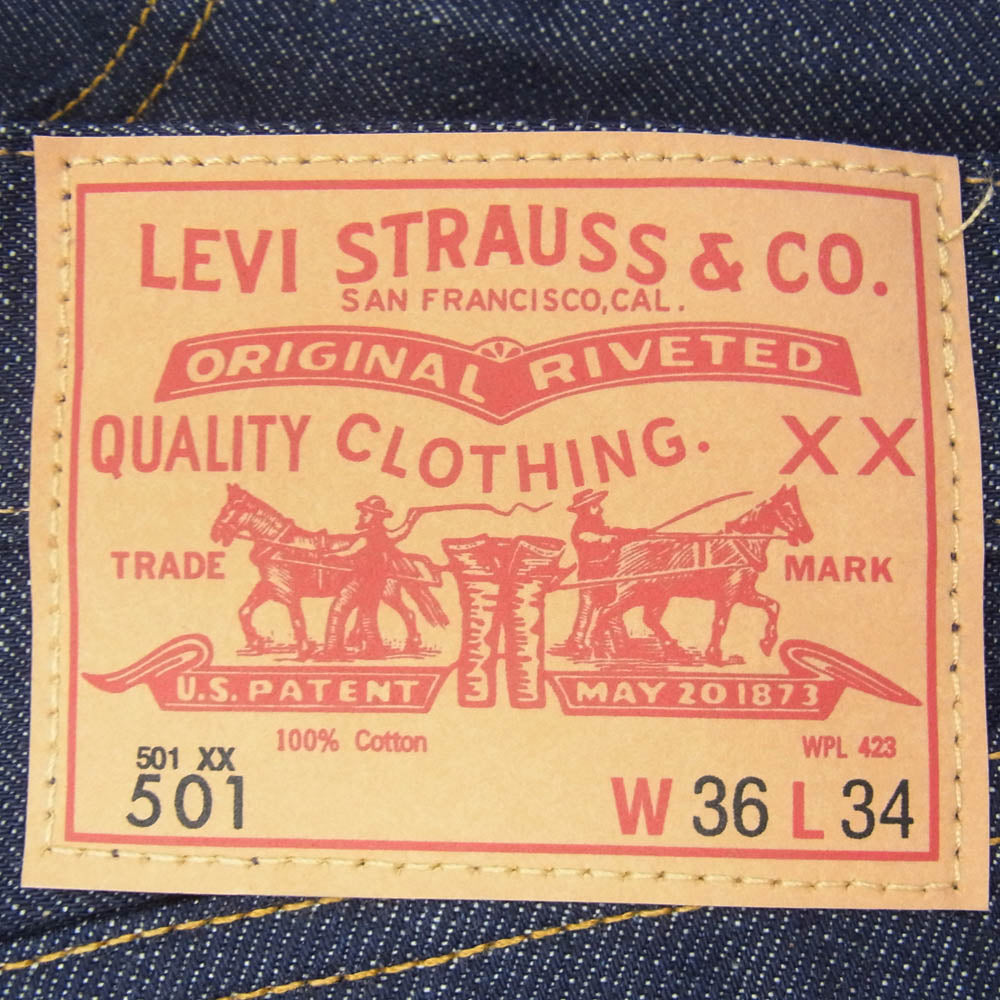Levi's リーバイス 66501-0146 VINTAGE CLOTHING ビンテージ クロージング 復刻 1966モデル リジッド ボタンフライ セルビッチ デニムパンツ 赤耳 BIG E ボタン裏刻印3015 W36 L34 インディゴブルー系 W36【新古品】【未使用】【中古】
