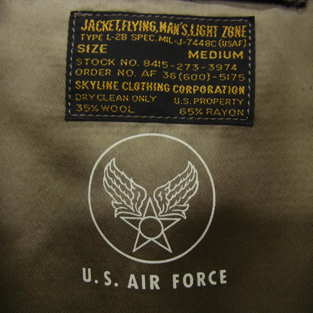 Buzz Rickson's バズリクソンズ BR14870 SKYLINE CLOTHING CORPORATION L-2B スカイラインクロージング社 ミリタリー フライト ジャケット M グリーン系 M【極上美品】【中古】