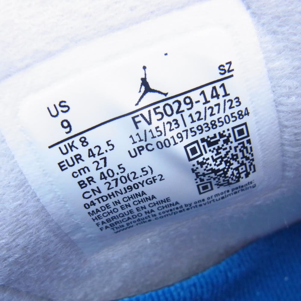 NIKE ナイキ FV5029-141 Air Jordan 4 Retro Industrial Blue エアジョーダン4 レトロ インダストリアルブルー スニーカー オフホワイト系 マリンブルー系 27cm【新古品】【未使用】【中古】